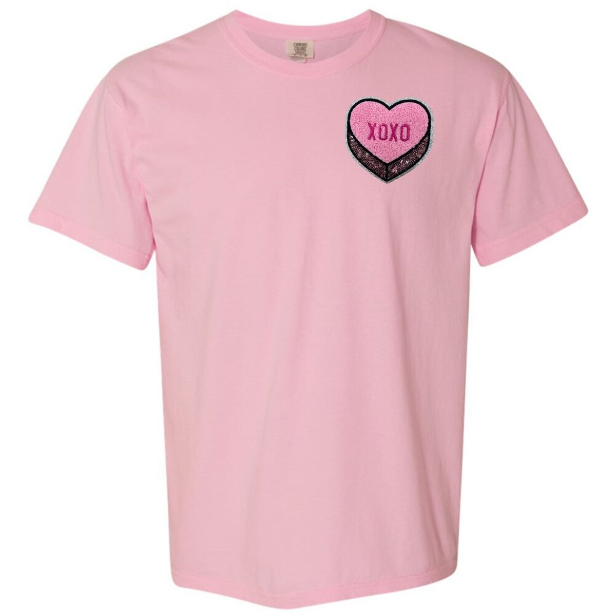 'Pink XOXO Candy Heart' Letter Patch T - Shirt - United Monograms