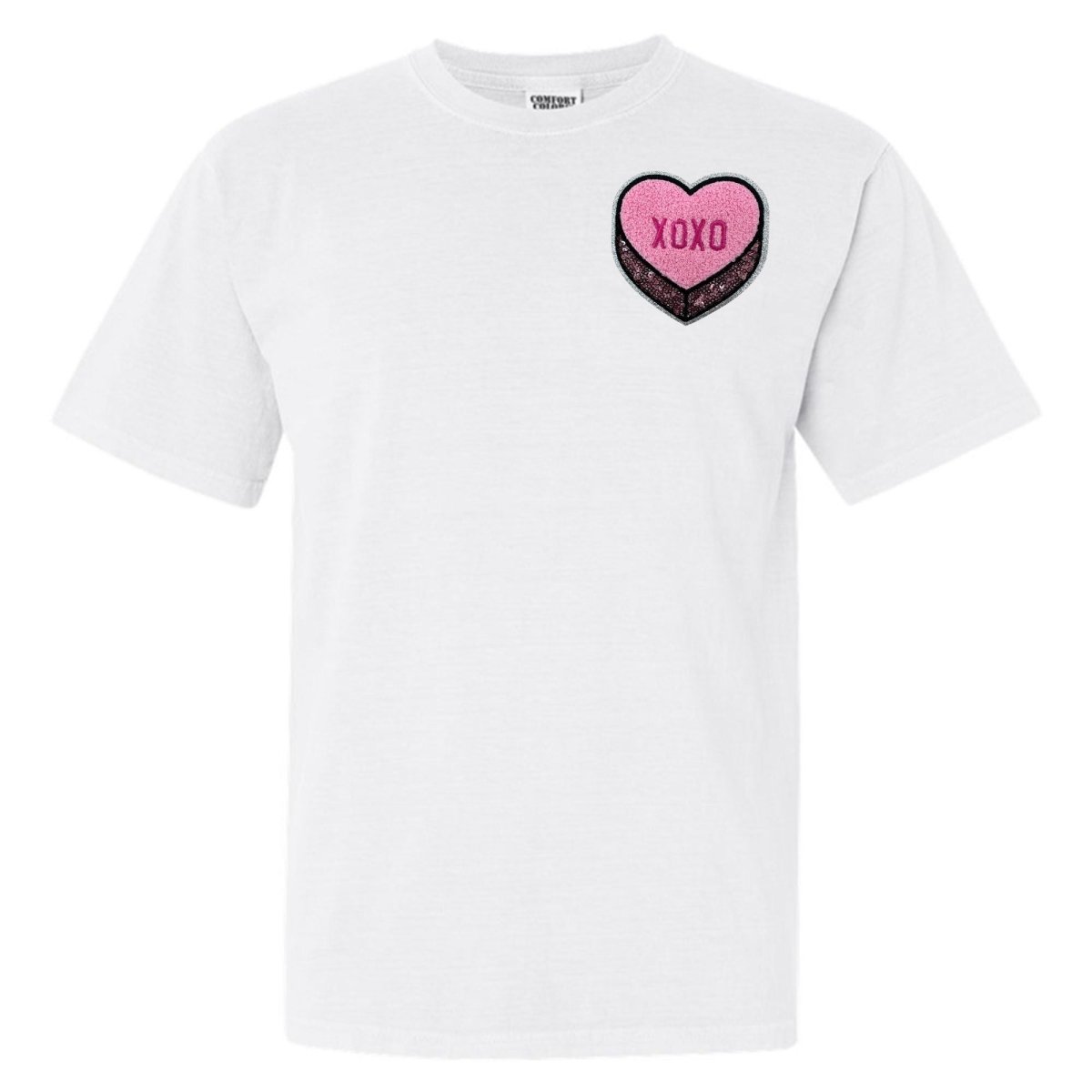 'Pink XOXO Candy Heart' Letter Patch T - Shirt - United Monograms