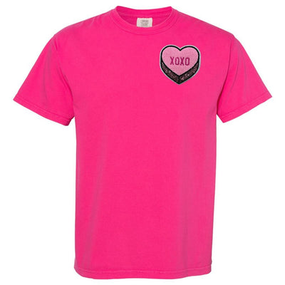 'Pink XOXO Candy Heart' Letter Patch T - Shirt - United Monograms