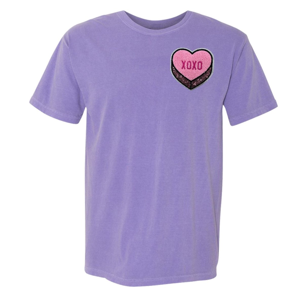 'Pink XOXO Candy Heart' Letter Patch T - Shirt - United Monograms