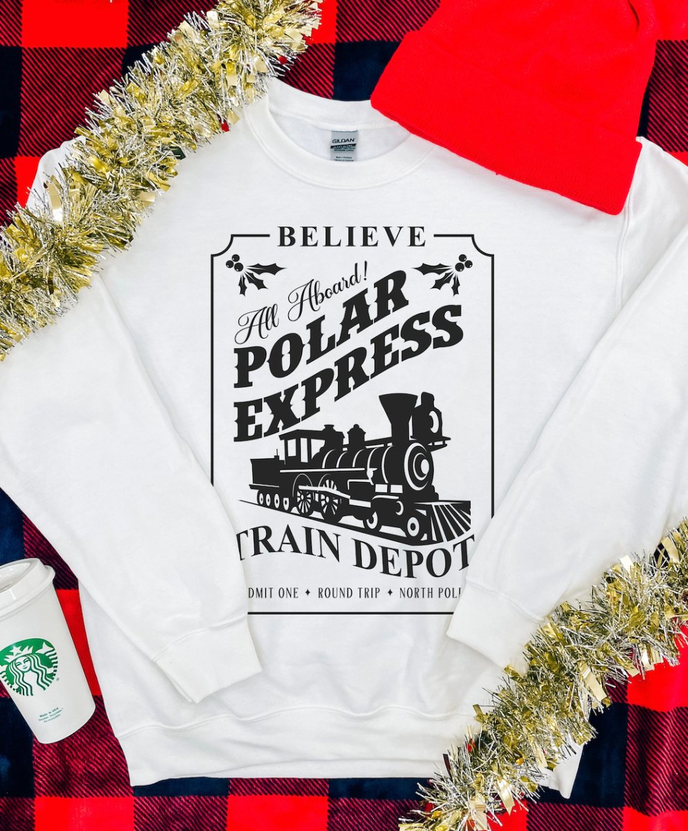 'Polar Express Train Depot' Crewneck Sweatshirt - United Monograms