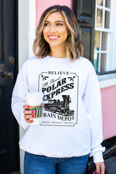 'Polar Express Train Depot' Crewneck Sweatshirt - United Monograms