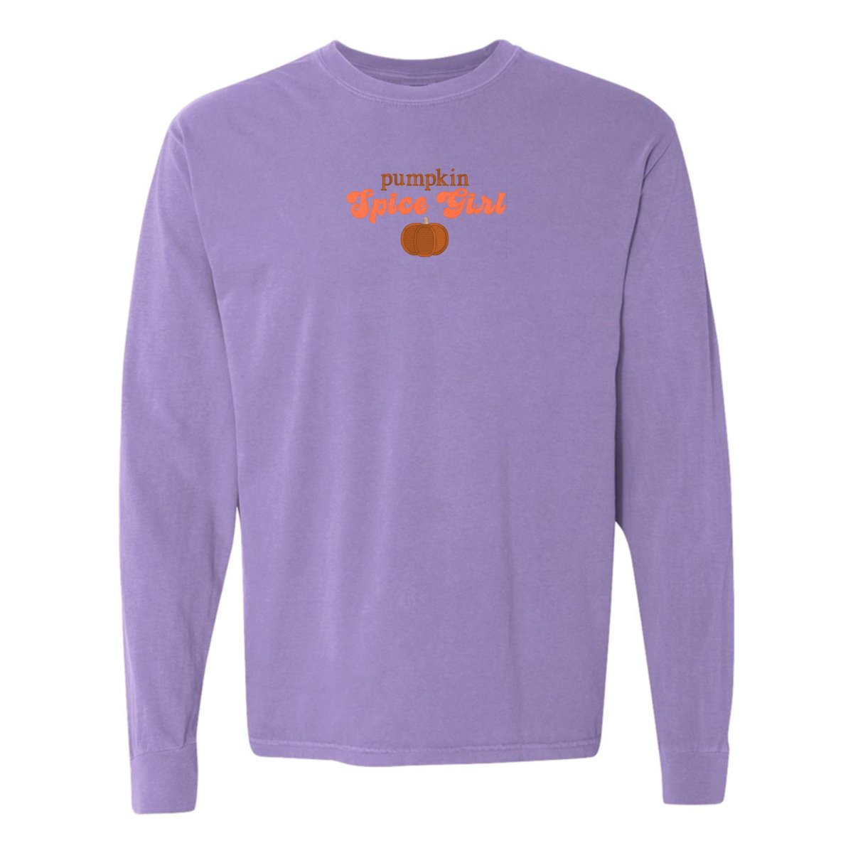 'Pumpkin Spice Girl' Embroidered Long Sleeve T - Shirt - United Monograms