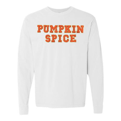 Pumpkin Spice Letter Patch Comfort Colors Long Sleeve T-Shirt - United Monograms