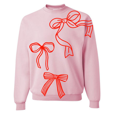 'Red Bows' PUFF Crewneck Sweatshirt - United Monograms