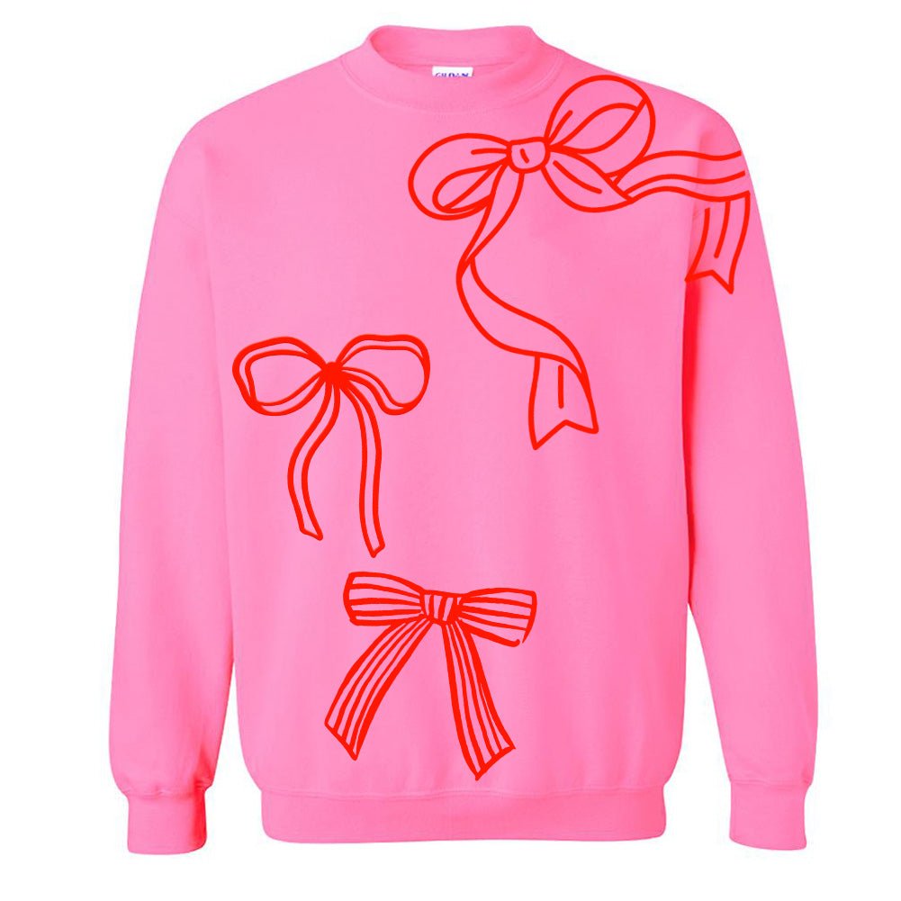 'Red Bows' PUFF Crewneck Sweatshirt - United Monograms