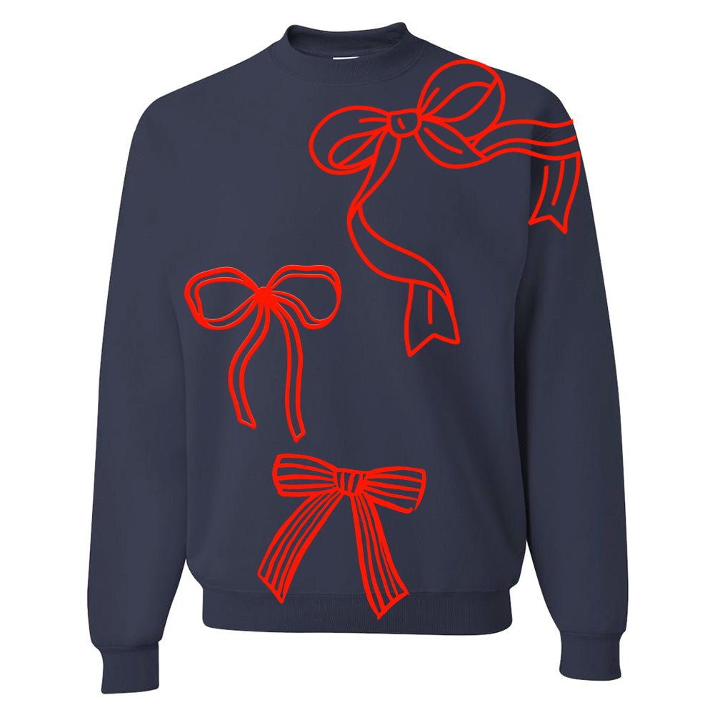 'Red Bows' PUFF Crewneck Sweatshirt - United Monograms