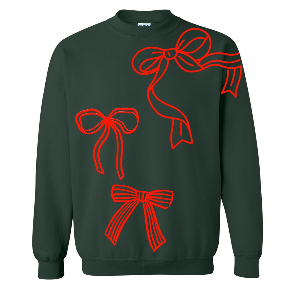 'Red Bows' PUFF Crewneck Sweatshirt - United Monograms