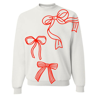 'Red Bows' PUFF Crewneck Sweatshirt - United Monograms