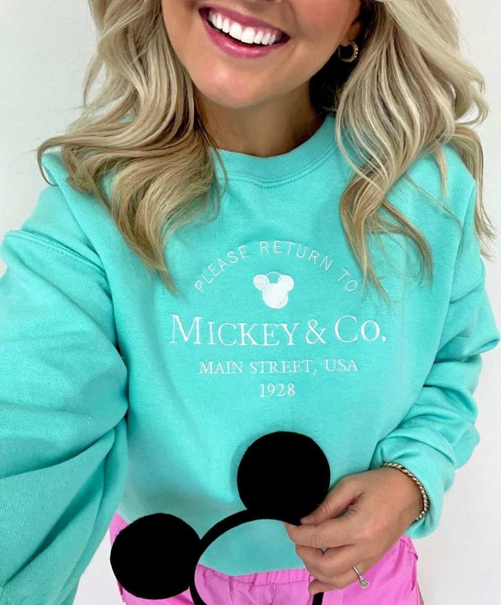 'Return To Mickey & Co.' Embroidered Crewneck Sweatshirt - United Monograms