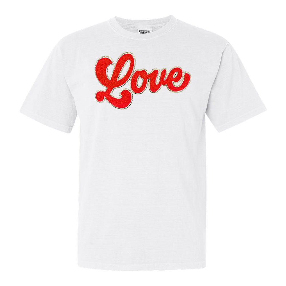 Script Red Love Letter Patch Comfort Colors T-Shirt - United Monograms