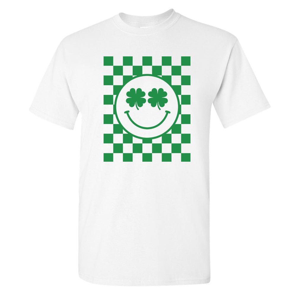 'Shamrock Smiley Check' T - Shirt - United Monograms