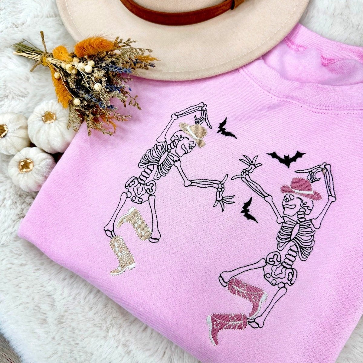 'Skeleton Cowgirls' Embroidered Crewneck Sweatshirt - United Monograms