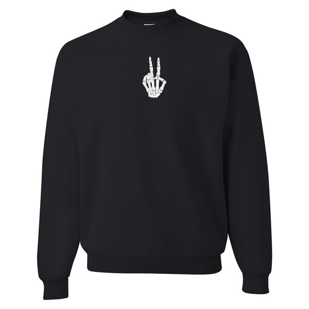 'Skeleton Peace Sign' Crewneck Sweatshirt - United Monograms