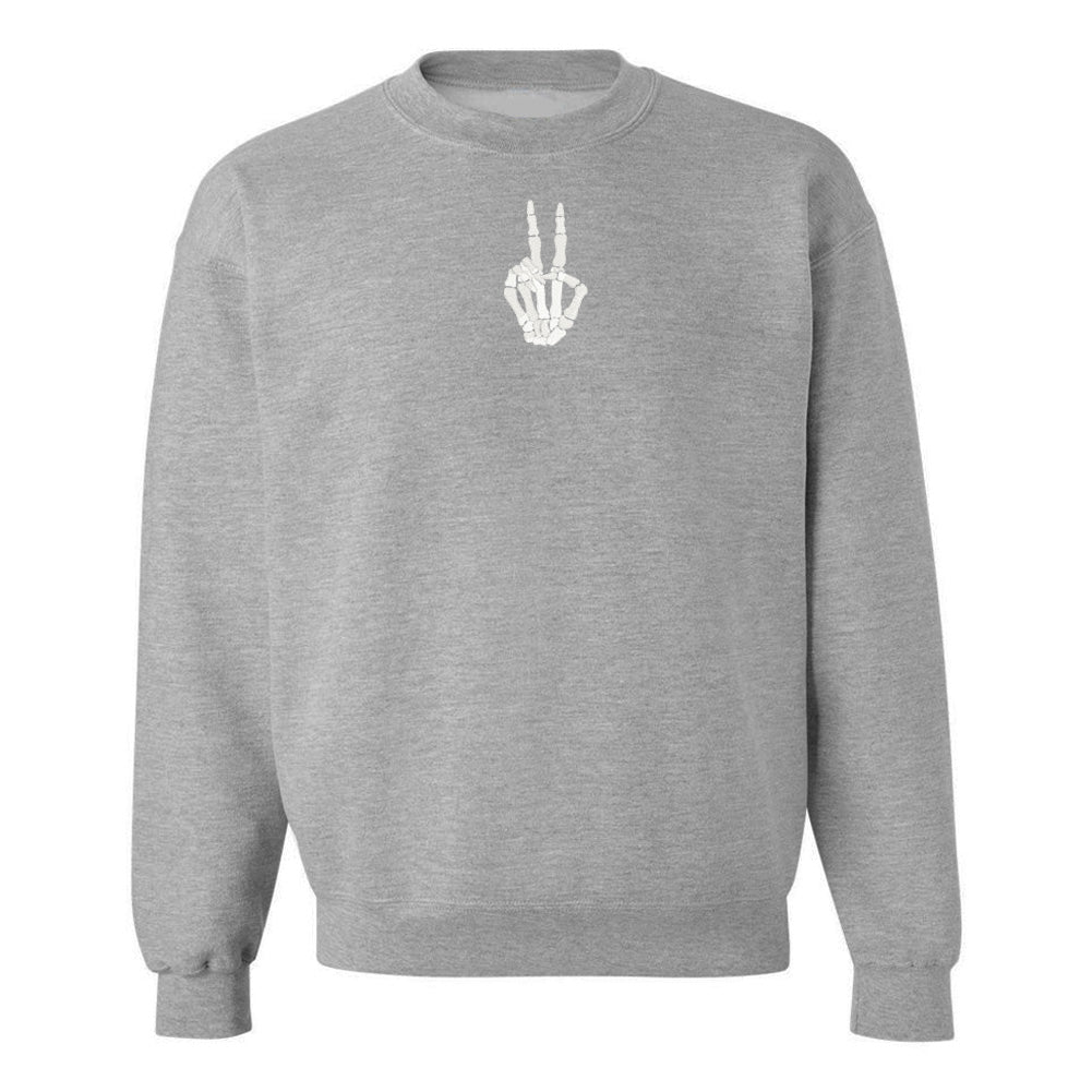 'Skeleton Peace Sign' Crewneck Sweatshirt - United Monograms