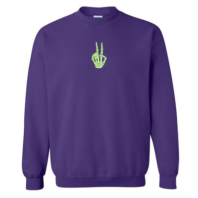 'Skeleton Peace Sign' Crewneck Sweatshirt - United Monograms