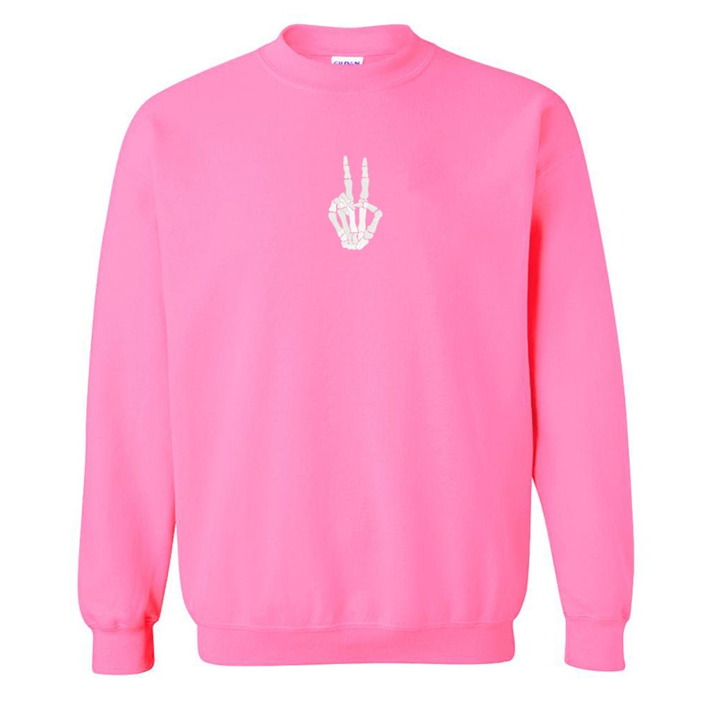 'Skeleton Peace Sign' Crewneck Sweatshirt - United Monograms