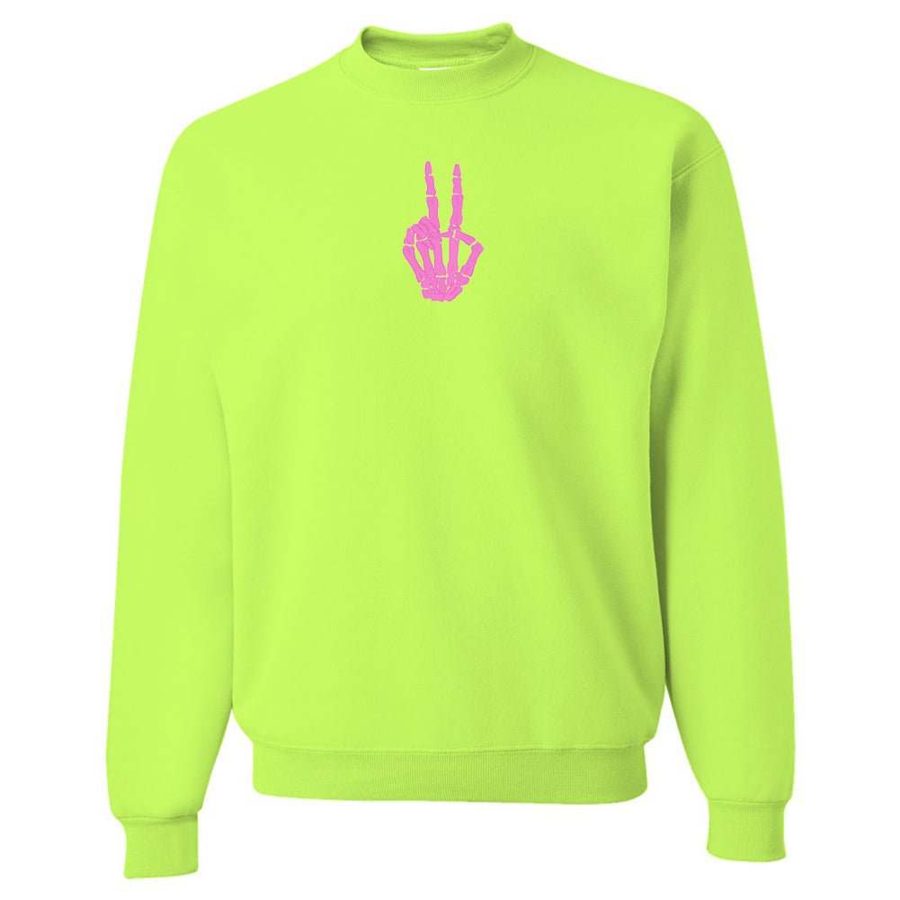 'Skeleton Peace Sign' Crewneck Sweatshirt - United Monograms