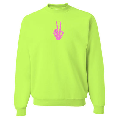 'Skeleton Peace Sign' Crewneck Sweatshirt - United Monograms