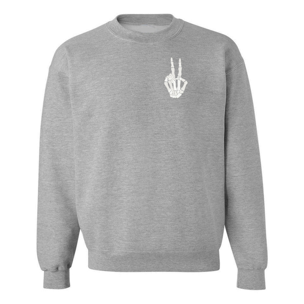 'Skeleton Peace Sign' Crewneck Sweatshirt - United Monograms