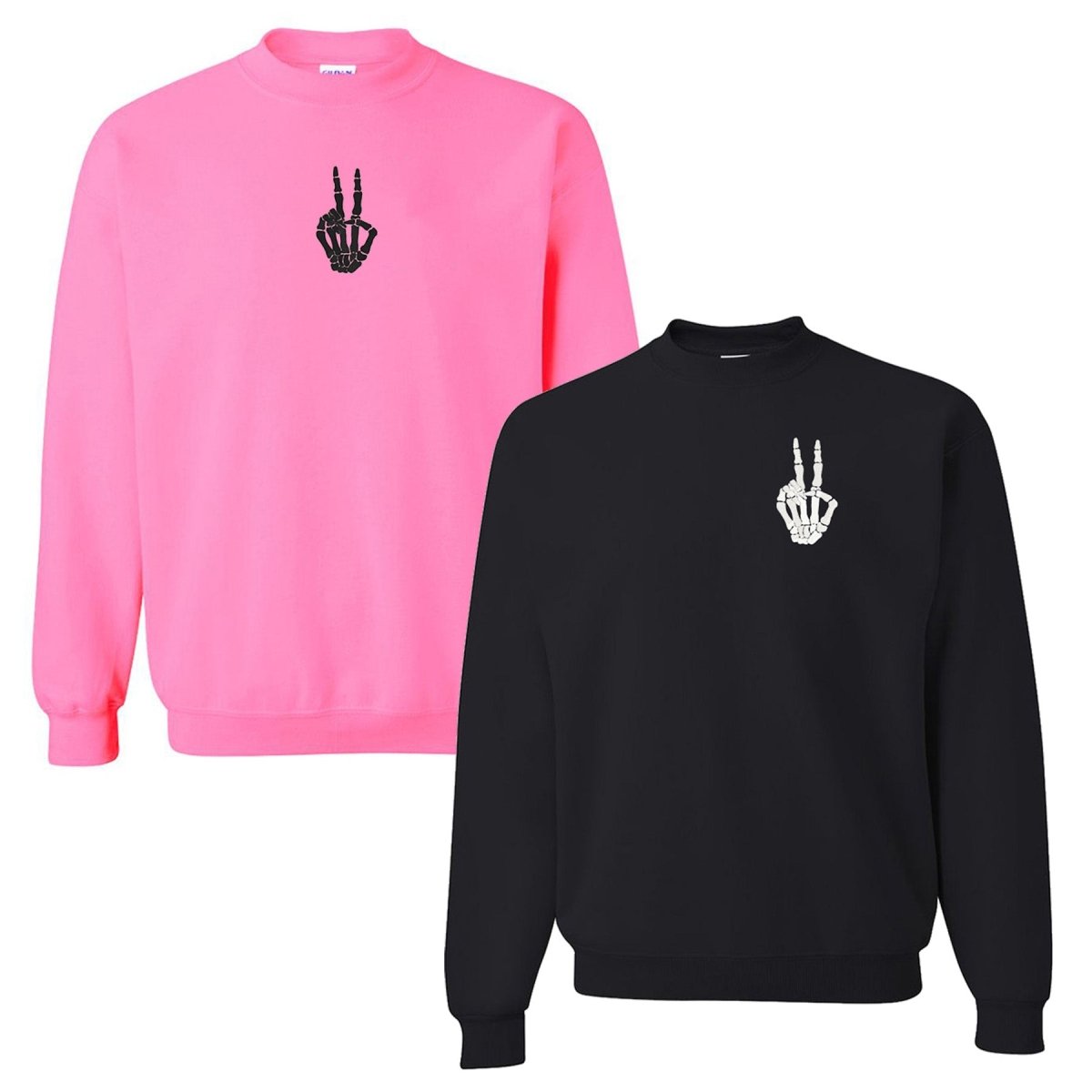 'Skeleton Peace Sign' Crewneck Sweatshirt - United Monograms