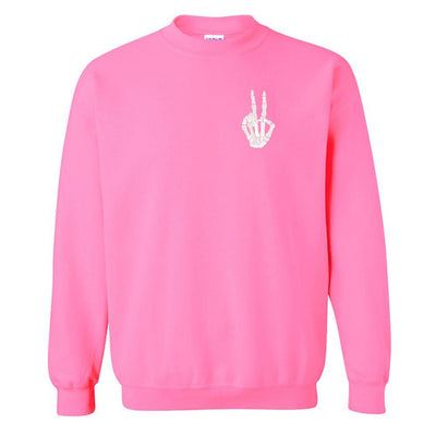 'Skeleton Peace Sign' Crewneck Sweatshirt - United Monograms