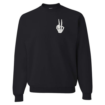 'Skeleton Peace Sign' Crewneck Sweatshirt - United Monograms