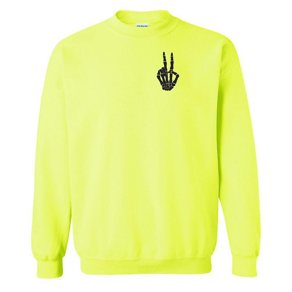 'Skeleton Peace Sign' Crewneck Sweatshirt - United Monograms