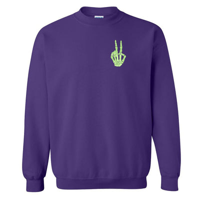 'Skeleton Peace Sign' Crewneck Sweatshirt - United Monograms