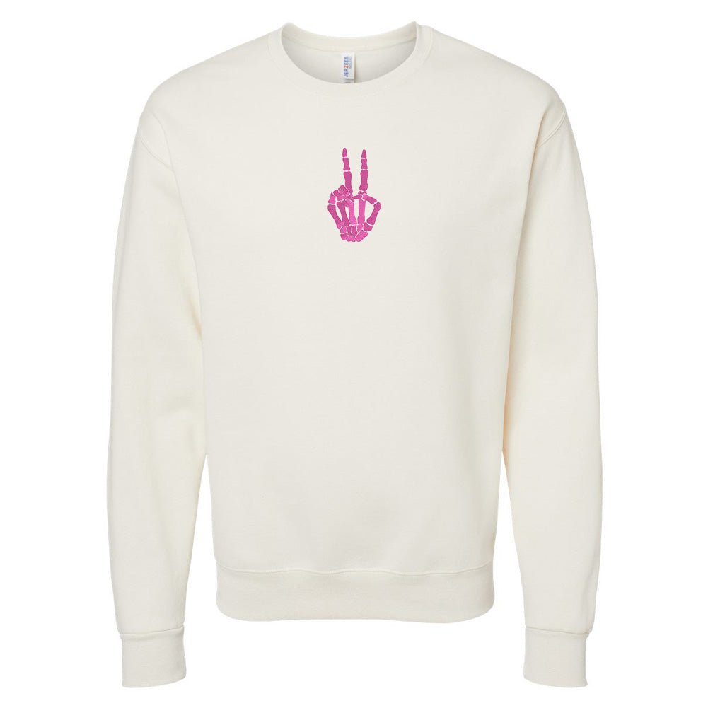 'Skeleton Peace Sign' Crewneck Sweatshirt - United Monograms