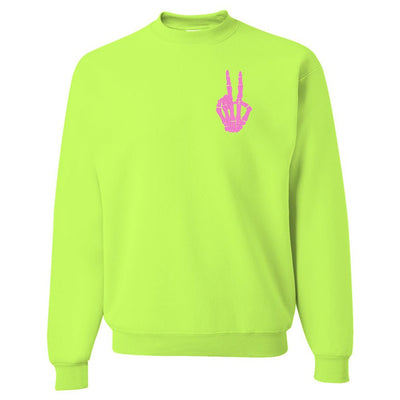 'Skeleton Peace Sign' Crewneck Sweatshirt - United Monograms