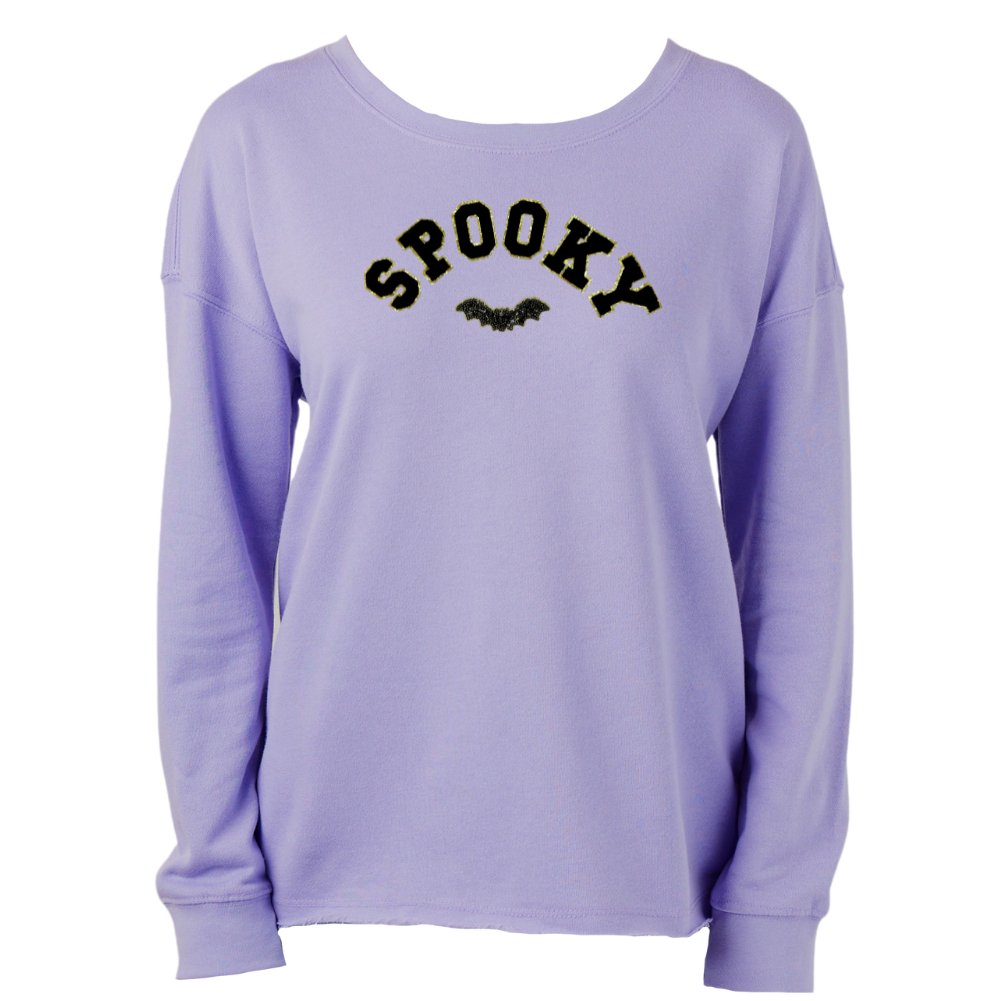 'Spooky Sequin Bat' Letter Patch Raw Edge Crew - United Monograms