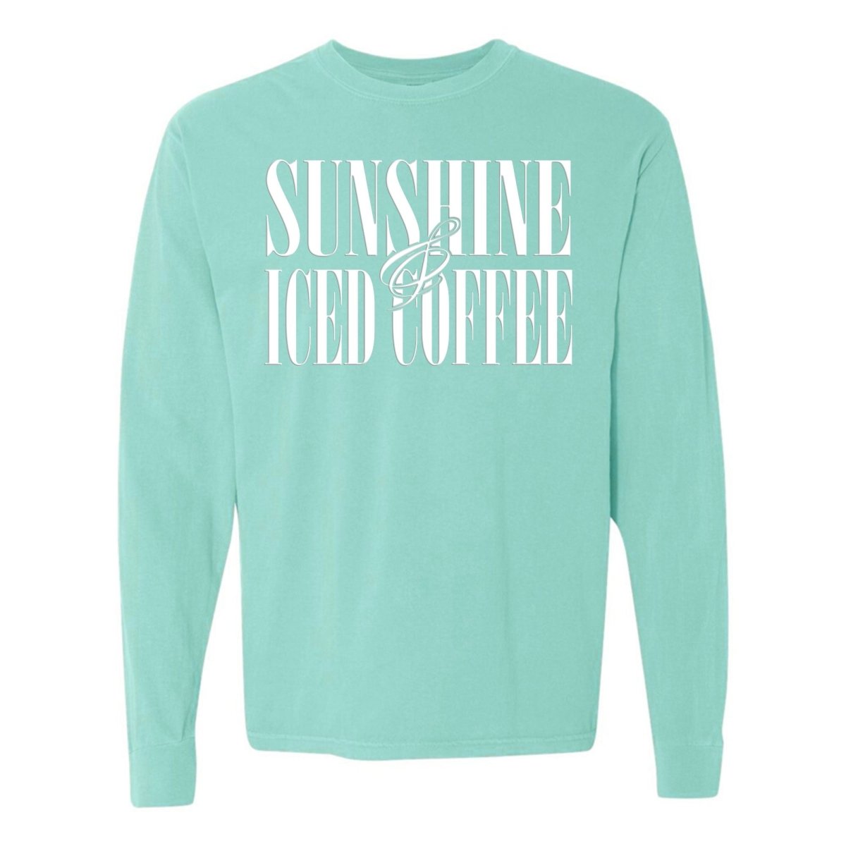 'Sunshine & Iced Coffee' PUFF Long Sleeve T-Shirt - United Monograms