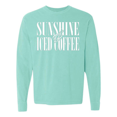 'Sunshine & Iced Coffee' PUFF Long Sleeve T-Shirt - United Monograms