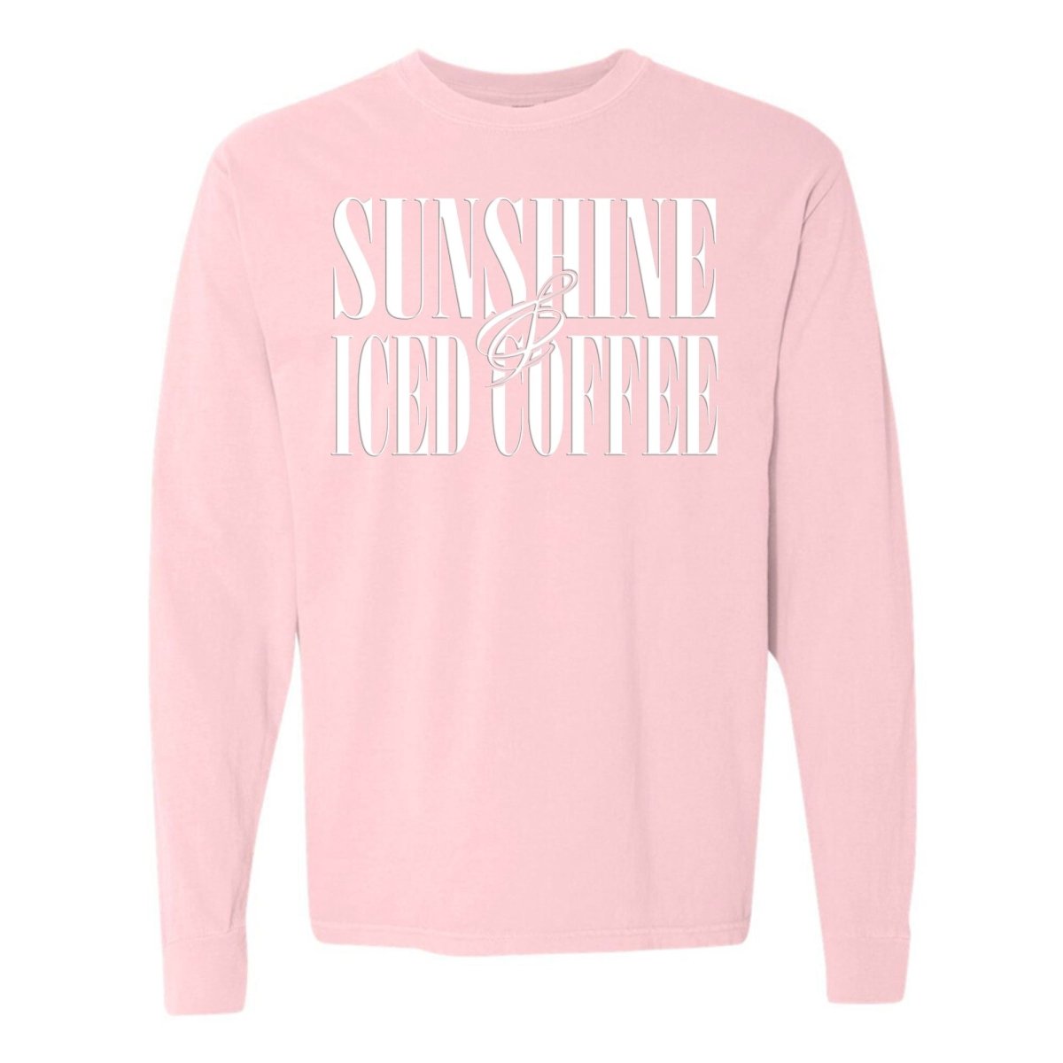 'Sunshine & Iced Coffee' PUFF Long Sleeve T-Shirt - United Monograms