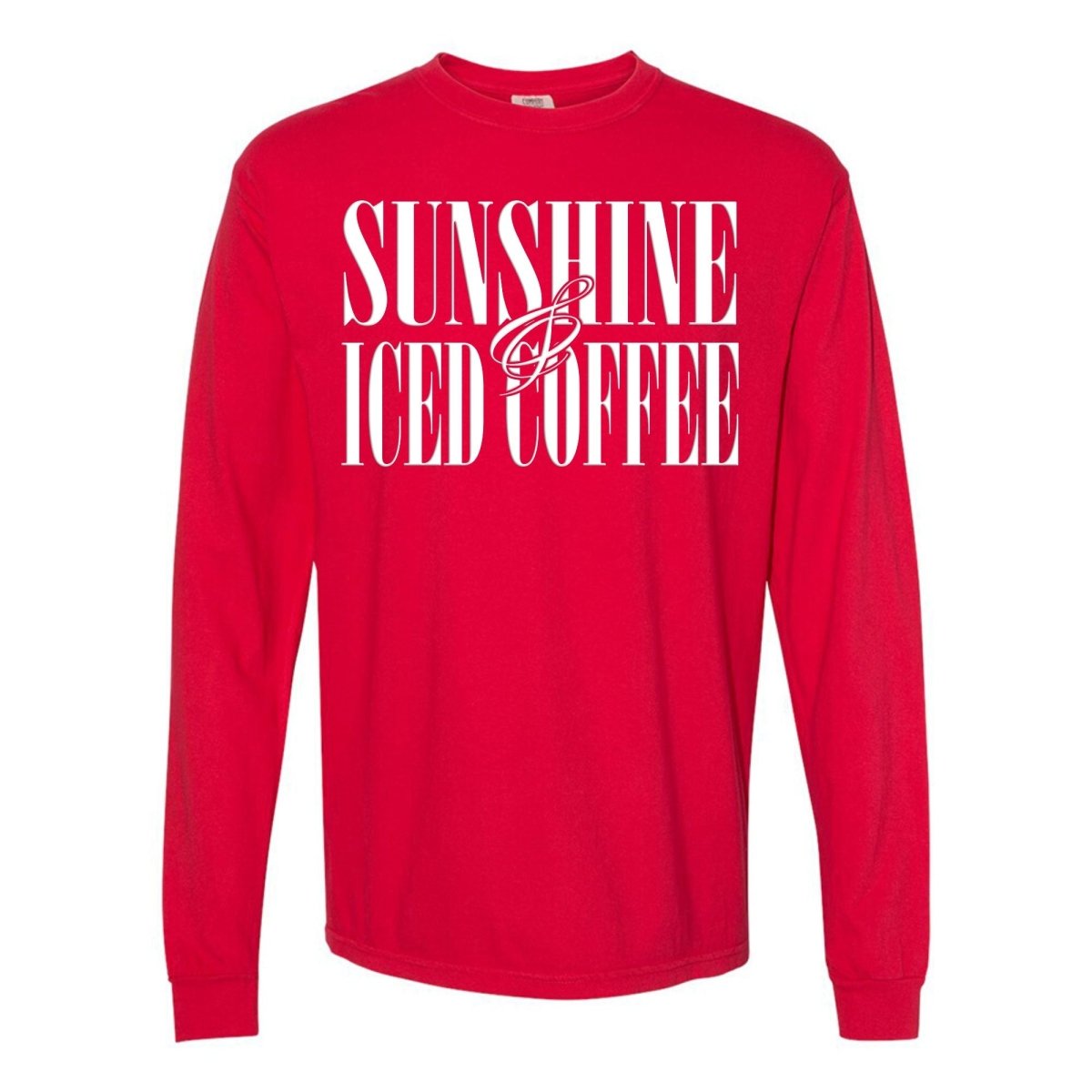 'Sunshine & Iced Coffee' PUFF Long Sleeve T-Shirt - United Monograms