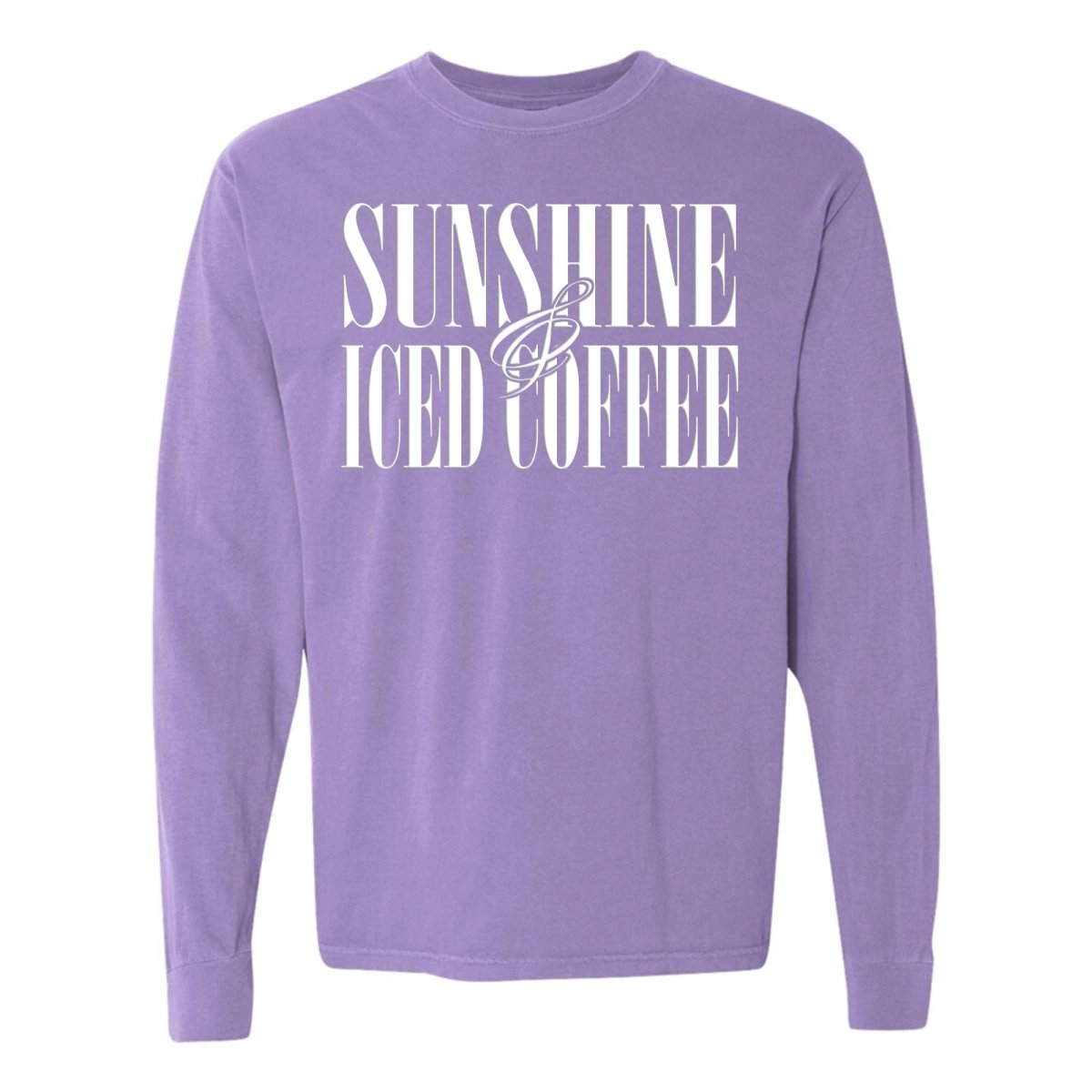 'Sunshine & Iced Coffee' PUFF Long Sleeve T-Shirt - United Monograms