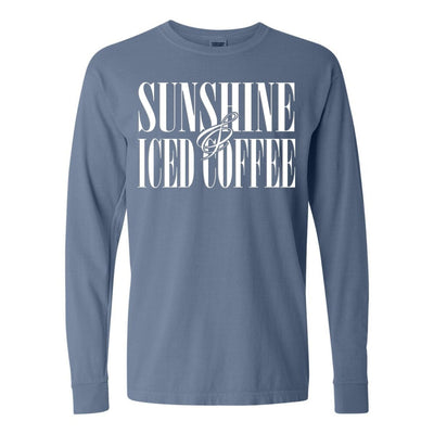 'Sunshine & Iced Coffee' PUFF Long Sleeve T-Shirt - United Monograms