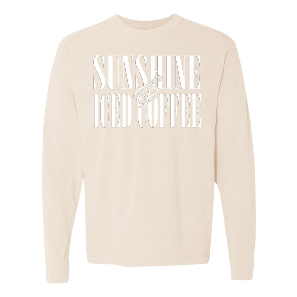 'Sunshine & Iced Coffee' PUFF Long Sleeve T-Shirt - United Monograms