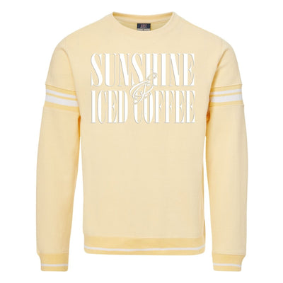 'Sunshine & Iced Coffee' PUFF Stripe Crewneck Sweatshirt - United Monograms