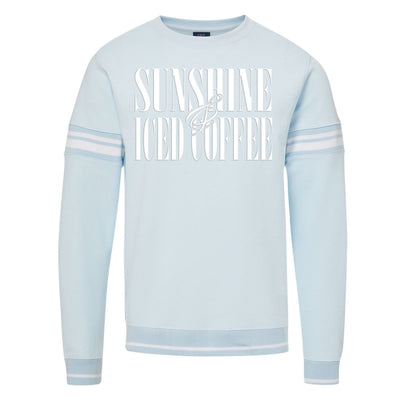 'Sunshine & Iced Coffee' PUFF Stripe Crewneck Sweatshirt - United Monograms