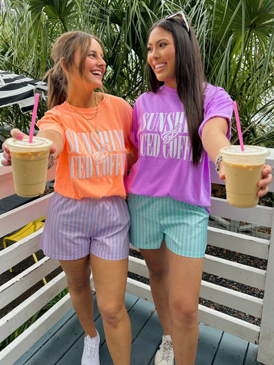 'Sunshine & Iced Coffee' PUFF T-Shirt - United Monograms