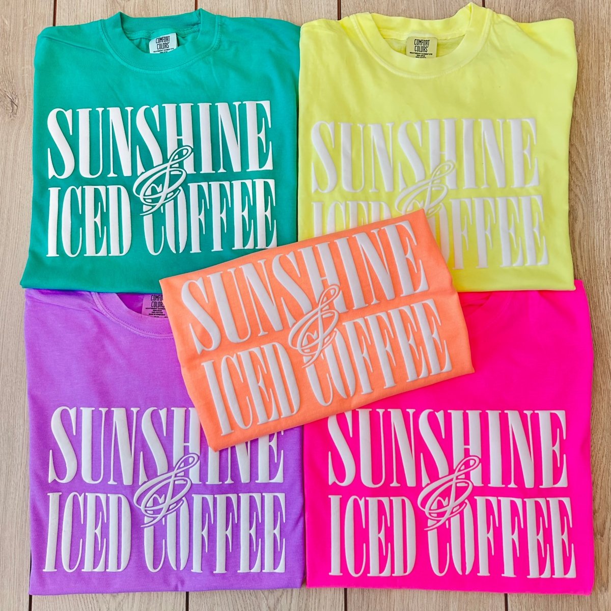 'Sunshine & Iced Coffee' PUFF T-Shirt - United Monograms