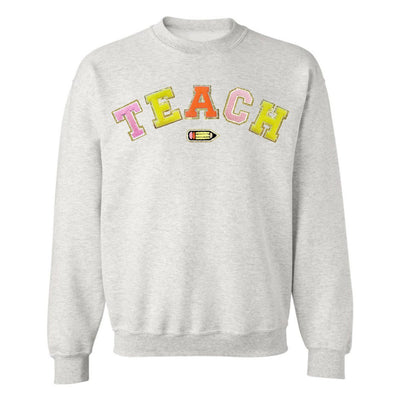 Teach Pencil Letter Patch Crewneck Sweatshirt - United Monograms