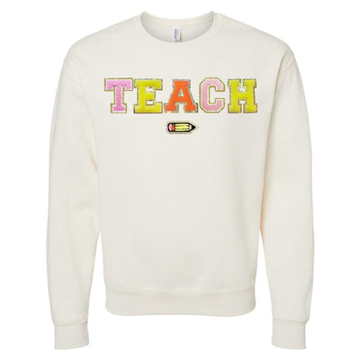 Teach Pencil Letter Patch Crewneck Sweatshirt - United Monograms
