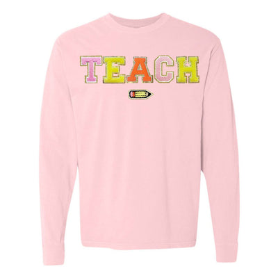 Teach Pencil Letter Patch Long Sleeve T - Shirt - United Monograms
