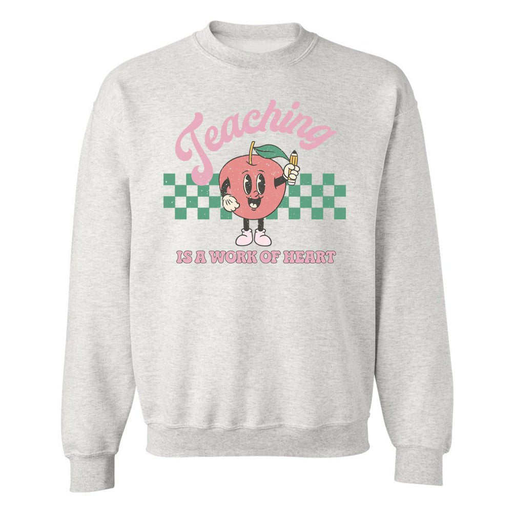 'Teaching Is A Work of Heart' Crewneck Sweatshirt - United Monograms