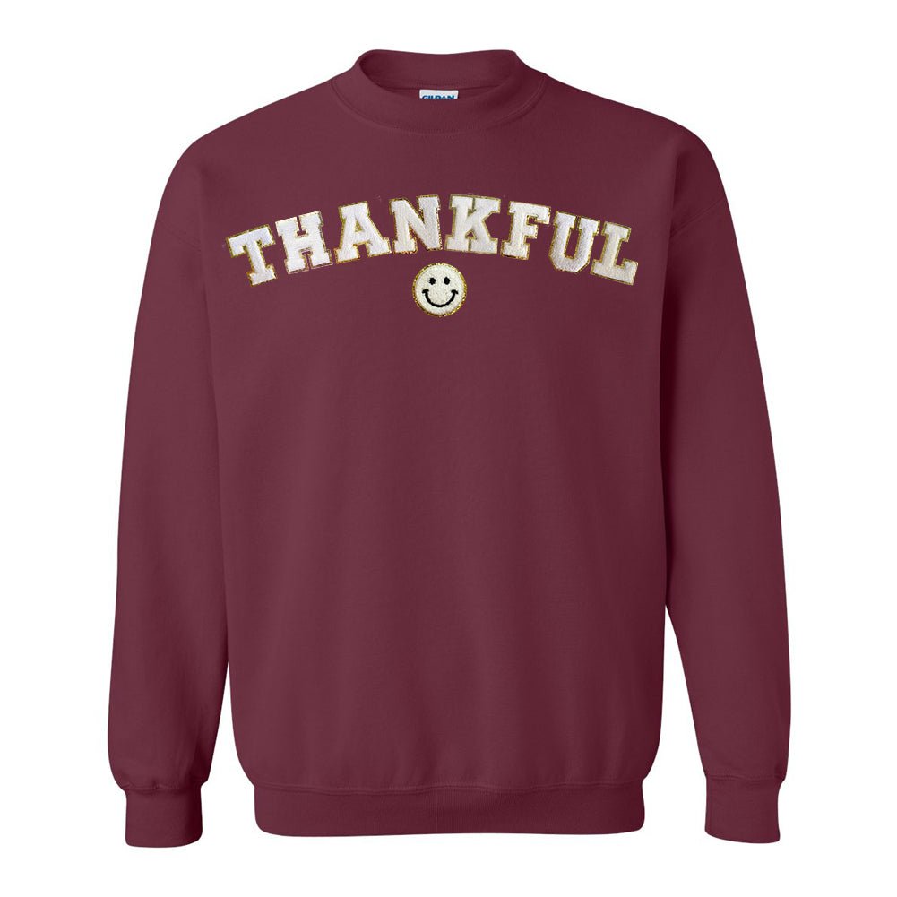 Thankful Letter Patch Crewneck Sweatshirt - United Monograms