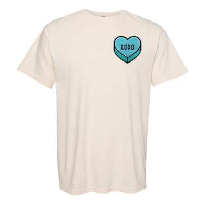 'Tiffany Blue XOXO Candy Heart' Letter Patch T-Shirt - United Monograms