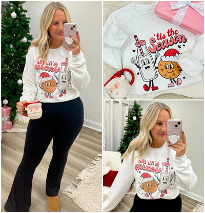 'Tis The Season 'Milk & Cookies' Crewneck Sweatshirt - United Monograms